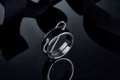 Metal Circle Black Enamel Ring
