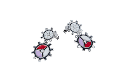 Enamel Gear Wheel Drop Earrings