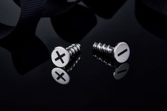 Enamel Screws Silver Stud Earrings
