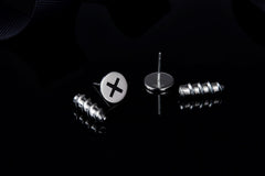 Enamel Screws Silver Stud Earrings