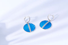 Circle Enamel Silver Drop Earrings for Women