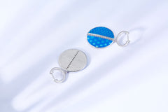Circle Enamel Silver Drop Earrings for Women