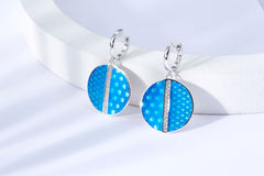 Circle Enamel Silver Drop Earrings for Women