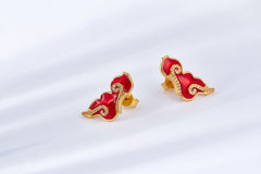 Auspicious Cloud Enamel Stud Earrings