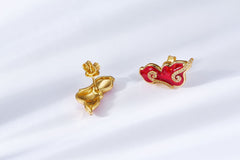 Auspicious Cloud Enamel Stud Earrings