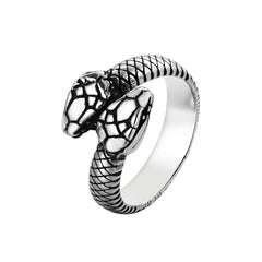 Double Headed Python Snake Titanium Steel Ring for Men