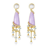 Wind Chimes Pearl Enamel Drop Earrings