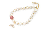 Mermaid Pendant Freshwater Pearls Golden Bracelet