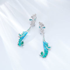 Phoenix Wings Enamel Drop Earrings