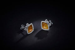 Shell Golden Enamel Silver Stud Earrings