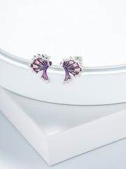 Fish Fin Purple Enamel Silver Stud Earrings
