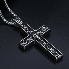 Halloween Vampire Skull Cross Titanium Steel Necklace for Men