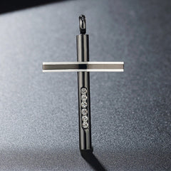 Latin Cross Zircon Titanium Steel Pendant for Men