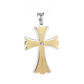 Saint Byzantine Cross Zircon Titanium Steel Pendant for Men
