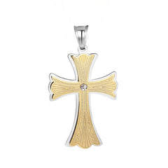 Saint Byzantine Cross Zircon Titanium Steel Pendant for Men