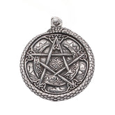 Pentagram Snake Edge Round Titanium Steel Pendant for Men