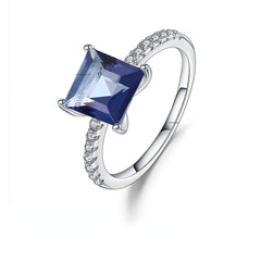 Fashion Luxury Inlaid Natural Colorful Square Gemstone S925 Silver Ring for Women