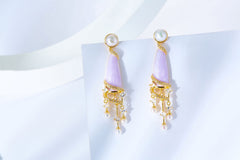 Wind Chimes Pearl Enamel Drop Earrings