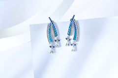 Sailboat Enamel Silver Drop Earrings for Women