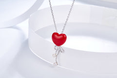 Enamel Red Heart Pearl Necklace