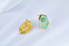 Dasiy Flower Hexagon Enamel Studs