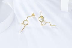 Molecule Structure Pearl Stud Earrings