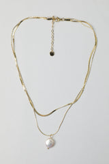 White Shell Pendant Necklace - Golden Necklace