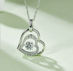 Double Heart 0.5Carat Moissanite Necklace