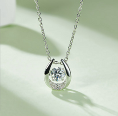 U Shape 0.5 Carat Round Moissanite Necklace