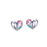 Rainbow Enamel Heart Shape Stud Earrings