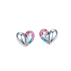Rainbow Enamel Heart Shape Stud Earrings
