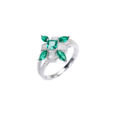 Emerald Colour Clover Enamel Ring for Women