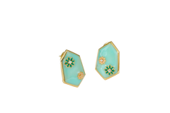 Dasiy Flower Hexagon Enamel Studs