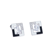 Black White Enamel Rectangle Studs