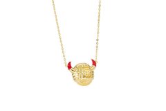 Fortunate Cow Pendant Enamel Necklace