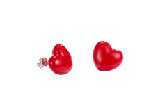 Red Heart Balloon Enamel Silver Stud Earrings