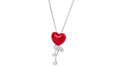 Enamel Red Heart Pearl Necklace