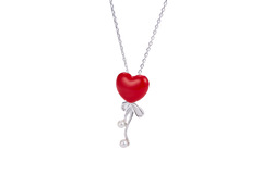 Enamel Red Heart Pearl Necklace