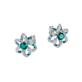 Green Topaz Enamel Flower Stud Earrings