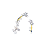 Asymmetric Enamel Meteor Pearl Ear Clips and Studs