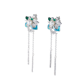 Enamel Firefly Pearl Tassels Drop Earrings