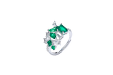 Emerald Colour Zircon Enamel Sliver Ring