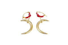 Golden and Red Enamel Earrings for Women