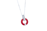 Red Circle Enamel Silver Necklace for Women