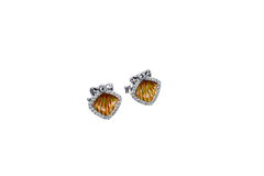 Shell Golden Enamel Silver Stud Earrings