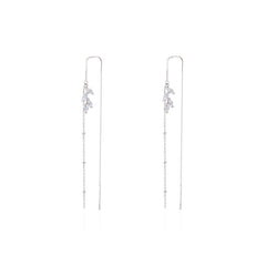 Marquise Zircon Long Ear Line Silver Drop Earrings for Women