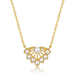 Maple Leaf Element Pearl Sterling Silver Necklace