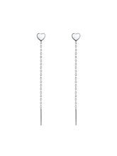Smooth Heart Ear Line Silver Drop Earrings for Women