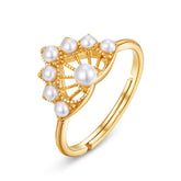 Maple Leaf Element Pearl Opening Sterling Silver Ring