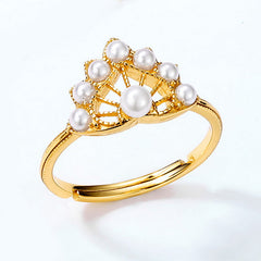 Maple Leaf Element Pearl Opening Sterling Silver Ring